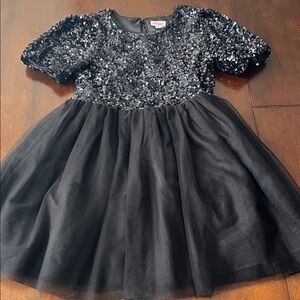 Fancy Black Sequin Kids Dress size 10/12 L